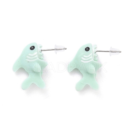 Cute Shark Resin Stud Earrings LS-EJEW-K089-07P-1