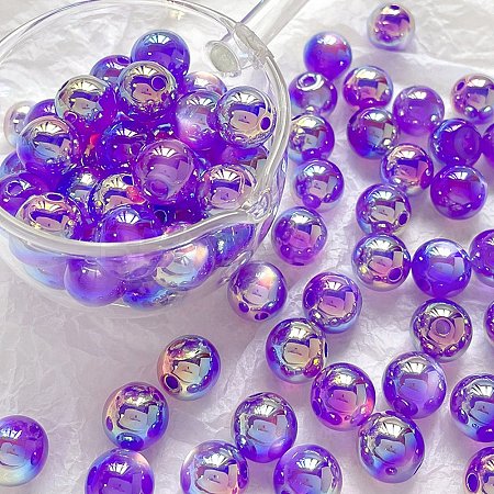 Rainbow Iridescent Plating Acrylic Beads FIND-B077-01C-1