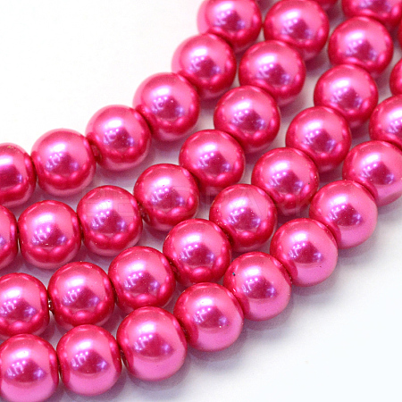 Baking Paint Pearlized Glass Pearl Round Bead Strands X-HY-Q330-8mm-10-1