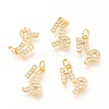 Brass Micro Pave Clear Cubic Zirconia Charms ZIRC-O036-30G-C-1