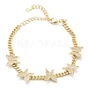 Brass Micro Pave Clear Cubic Zirconia Curb Chain Bracelets BJEW-B009-03G-1
