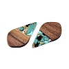 Transparent Resin and Walnut Wood Pendants RESI-T057-06J-3