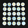 Brass Elder Futhark Alphabet Engraved Symbol Flat Round Opalite Rune Stones G-I373-01O-1