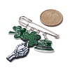 Shamrock Skull Printed Acrylic & Alloy Enamel Pendants Brooch Pin JEWB-BR00122-4