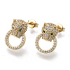 Brass Micro Pave Cubic Zirconia Stud Earrings EJEW-S208-100-NF-2