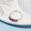 Copper Wire Wrapped Natural Amethyst Open Ring RJEW-JR00630-02-2