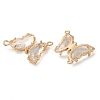 Brass Pave Faceted Glass Connector Charms FIND-Z020-04R-2