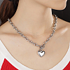 Stainless Steel Cable Chain Heart Pendant Necklaces with OT Clasps IT6269-3