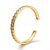 Real 18K Gold Plated Rhombus Pattern Grooved Brass Cufff Bangle BJEW-D448-07G-RS-1