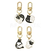 4Pcs 4 Styles Cat Alloy Enamel Pendant Decoration HJEW-JM02806-2