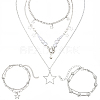 Zinc Alloy Star Pendant Layered Necklaces & Multi-strand Bracelets for Women SJEW-SC0001-03-1