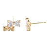 Brass Pave Clear Cubic Zirconia Stud Earring Findings KK-N231-350A-3