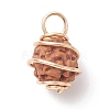Natural Rudraksha Copper Wire Wrapped Pendants PALLOY-JF02068-01-2