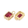 Brass Glass Charms ZIRC-F116-09A-G-2