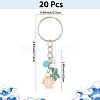 20Pcs Turtle with Starfish Synthetic Turquoise Pendant Keychains KEYC-CP0001-47B-2