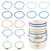 2 Bags Summer Beach Glass Seed Beaded & Natural Shell & Alloy Starfish Charm Anklet Sets AJEW-TA0003-69D-1