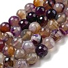 Faceted Natural Banded Agate Beads Strands G-F447-12mm-O07-2