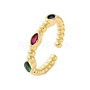 Brass Micro Pave Cubic Zirconia Cuff Rings RJEW-M066-01G-2