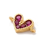 Brass Micro Pave Cubic Zirconia Heart Connector Charms KK-F894-03G-3