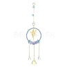 Teardrop Flower Glass & Acrylic Beads Suncatcher with 201 Stainless Steel Fairy Pendants HJEW-JM04988-02-1