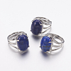 Natural Dyed Lapis Lazuli Wide Band Finger Rings RJEW-K224-A15-3