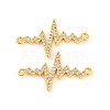 Brass Micro Pave Clear Cubic Zirconia Connector Charms KK-U017-01B-G-1