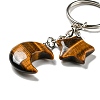 Reiki Natural Tiger Eye Moon & Star Pendant Keychains KEYC-P015-02P-05-2