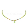 Resin Evil Eye Pendant Necklace with Glass Seed Beaded Chains NJEW-JN04378-5