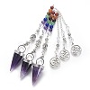 Chakra Jewelry Natural Amethyst Cone Dowsing Pendulums G-G771-E02-1