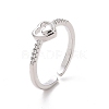 Clear Cubic Zirconia Double Heart Open Cuff Ring RJEW-H127-30P-1