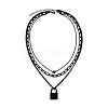 Punk Style Alloy 3 Layer Lock Pendant Necklaces for Women WG28CE4-01-5
