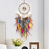 Natural Mixed Stone Chips & Woven Net/Web with Feather Hanging Ornaments HJEW-A013-03B-1