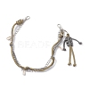 Polyester & Spandex Cord Rope Braided Human & Natural Cowrie Shell Charm Iron Chain Bag Decorative Chains AJEW-BA00173-01-1