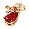 Rack Plating Brass Micro Pave Cubic Zirconia Pendants KK-P241-18G-04-2