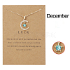 Moon & Star Alloy Rhinestone Birth Stone Pendant Necklaces WG0039E-12-1