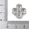 Rack Plating Brass Clear Cubic Zirconia Clover Connector Charms KK-A234-037P-3