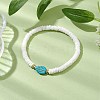 Natutal White Sea Shell Disc Beaded Stretch Bracelets BJEW-JB10551-01-2