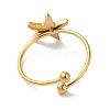 Ion Plating (IP) 304 Stainless Steel Starfish Open Cuff Rings for Women RJEW-M167-08A-G-3