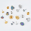 Unicraftale 18Pcs 9 Style Square & Sun 304 Stainless Steel Stud Earring Findings STAS-UN0046-39-5
