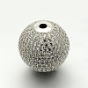 Brass Micro Pave Cubic Zirconia Round Beads ZIRC-M039-13-RS-2
