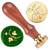 Golden Tone Brass Wax Seal Stamp Head with Wooden Handle AJEW-WH0208-829-1