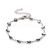 Enamel Rhombus with Evil Eye Link Chains Bracelet BJEW-P271-03P-04-1