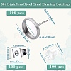 100Pcs Flat Round Stainless Steel Stud Earring Settings STAS-SP0001-61C-P-2