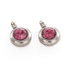 Trendy Original Color 304 Stainless Steel Faceted Grade A Rhinestone Flat Round Charms Pendants RB-N030-01Q-1