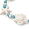Starfish & Turtle Synthetic Turquoise Beads Braided Bead Bracelets for Women BJEW-JB12130-03-3