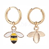 Bee Theme Enamel Dangle Hoop Earrings EJEW-JE04809-5
