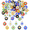 64Pcs Handmade Millefiori Glass Pendants PALLOY-HS00030-1