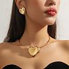 Heart Alloy Choker Necklace & Stud Earring Sers FS-WG43B4A-02-1