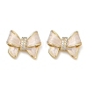 Brass Micro Pave Clear Cubic Zirconia Stud Earrings EJEW-H154-13G-4