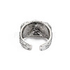 Glass Owl Wide Open Cuff Ring RJEW-S038-239-2